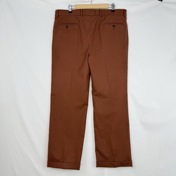 Paul Frederick Men’s 36x28 Brown Pleated Dress Pants Cuffed Wool Cashmere - Picture 3 of 14